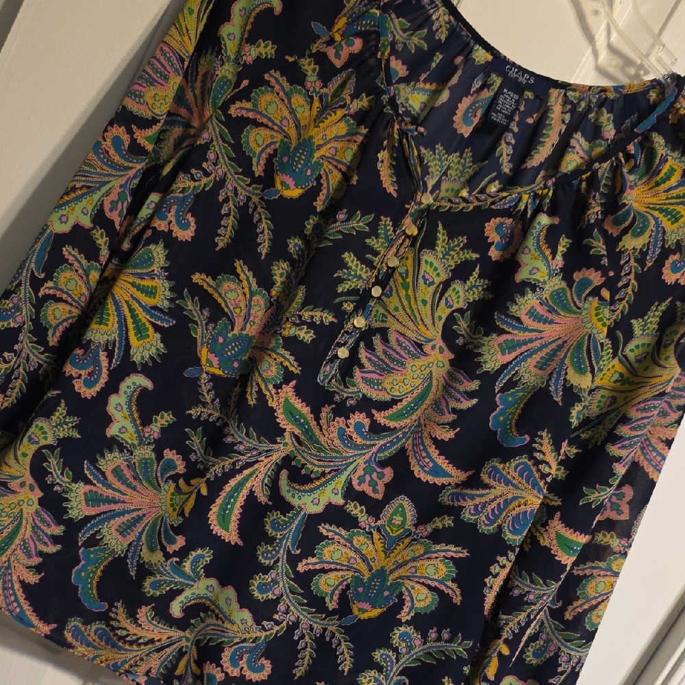 Chaps Blue and Green Paisley Blouse T106
